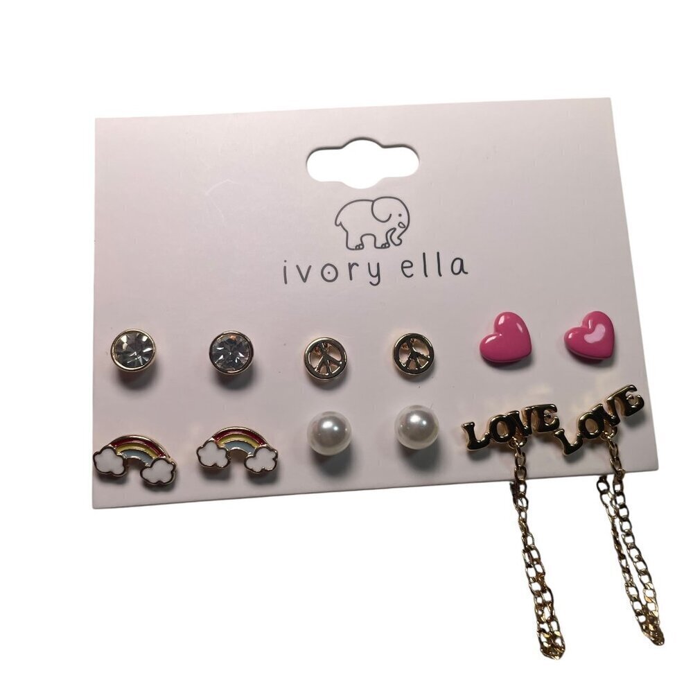 Ivory Ella Earring Set – 6 Pairs Studs (New with Tags)